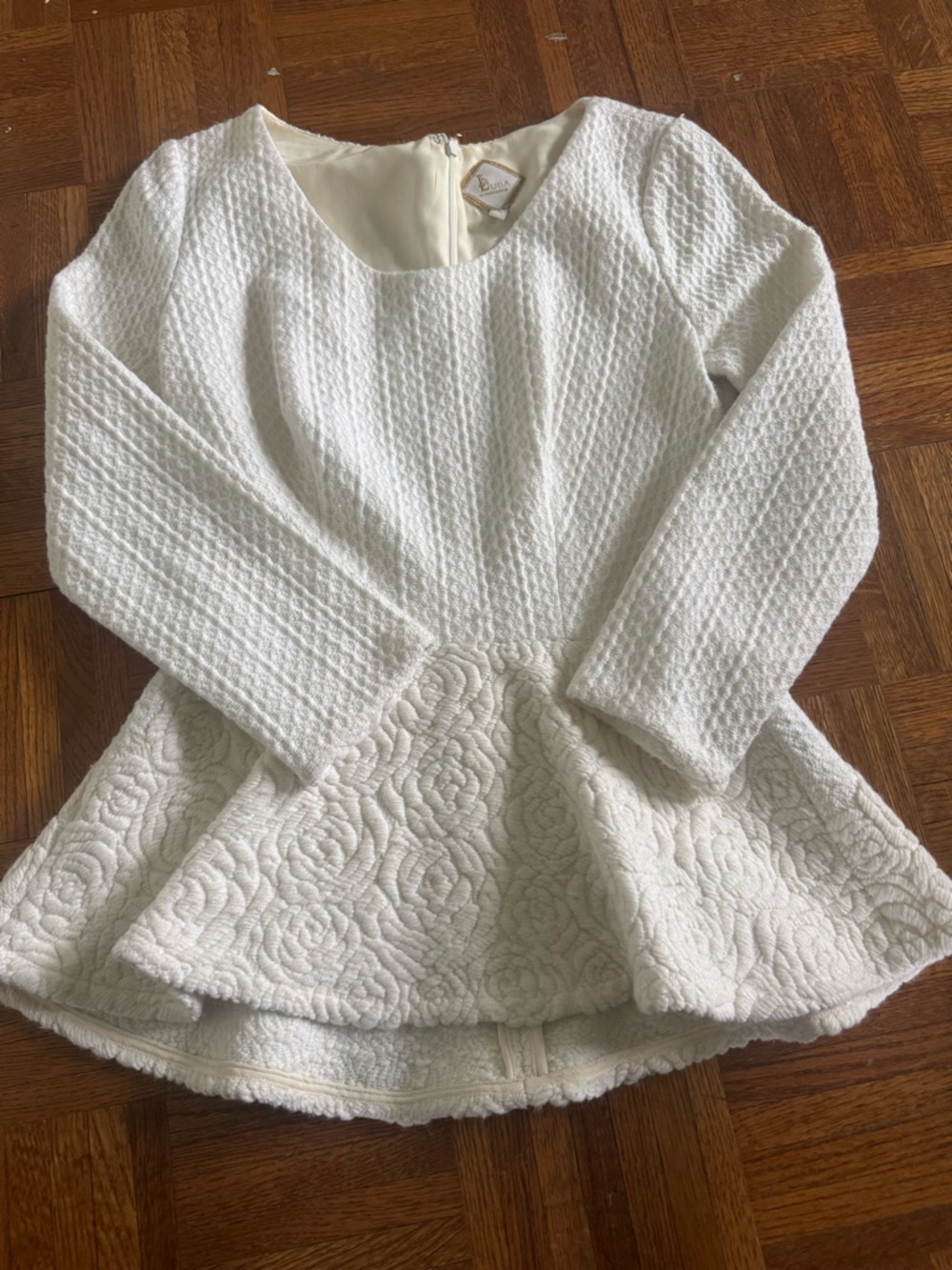 Luba by Hannah Wayne Women's White Textured Peplum Blouse